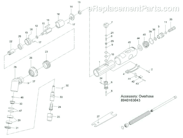 Page A Diagram and Parts List for CP7563 8941075632 Chicago Pneumatic Angle Grinder